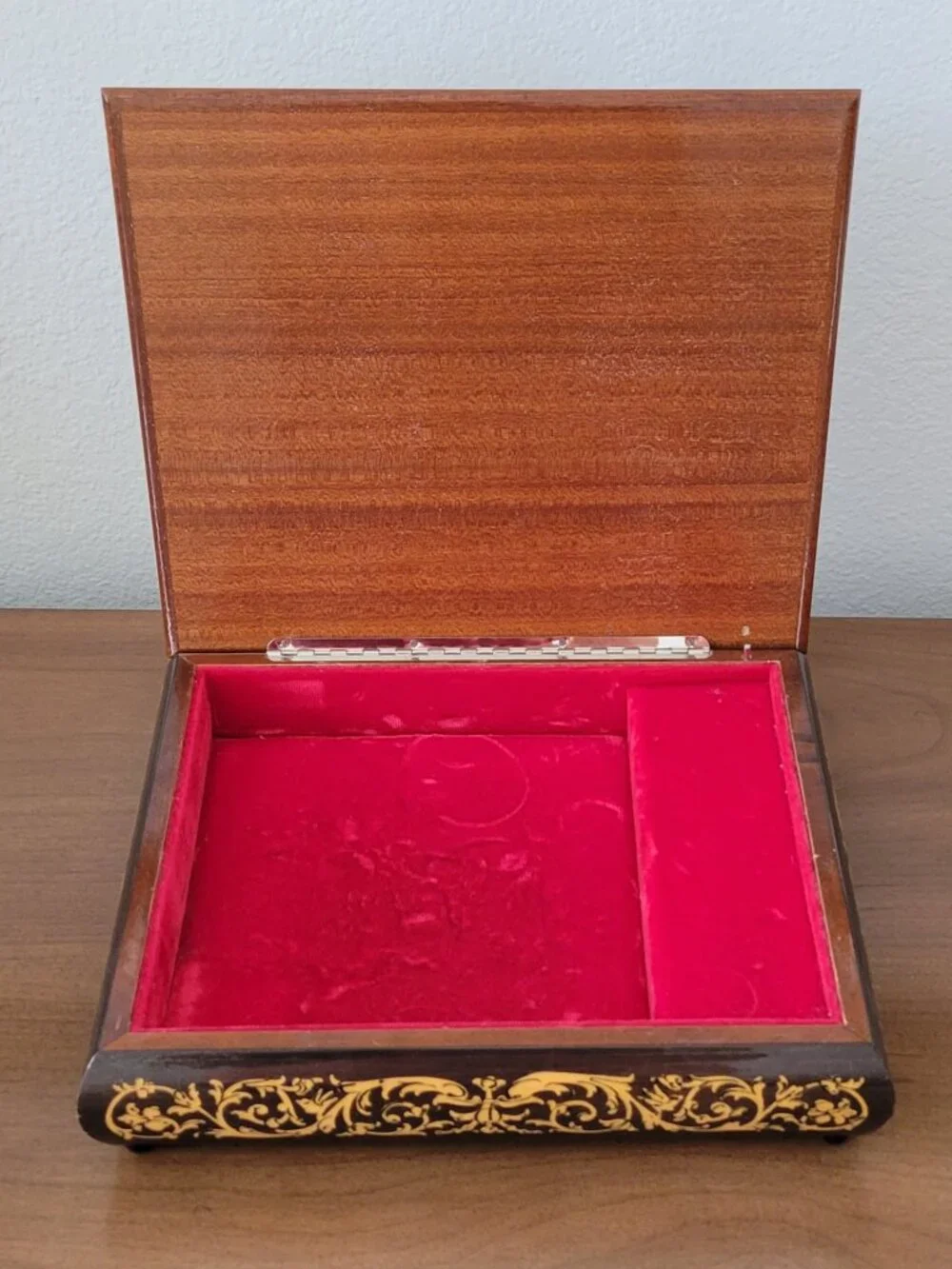 Vintage Italian Marquetry Reuge Swiss Music Jewelry Box Inlaid Wood AS-IS NR